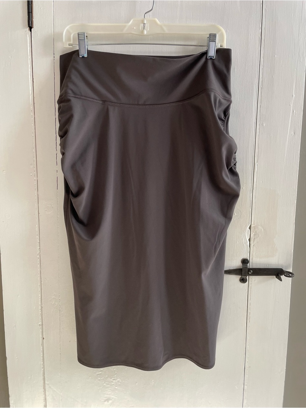 Athleta Shale Transcend High Rise Midi Yoga Studio Practice Ruched Skirt Size XL